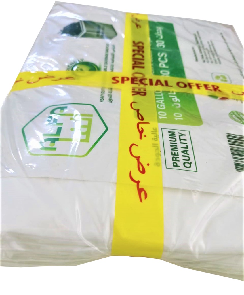 ALFA Heavy Duty Garbage Bag 54cmx60cm Flat 10 Gallons 30pcs (Packed of 3)