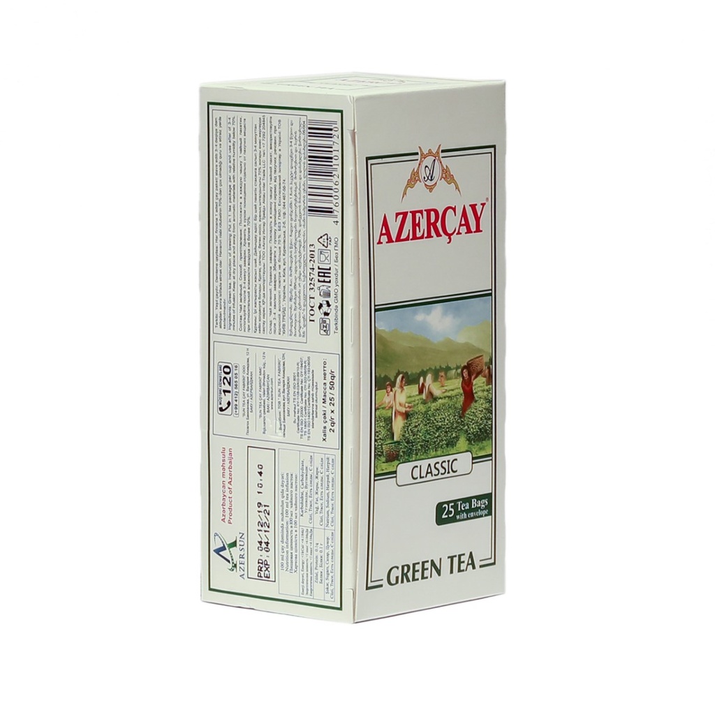 Azercay Green Tea Classic 25 Tea Bags Envelope 50g
