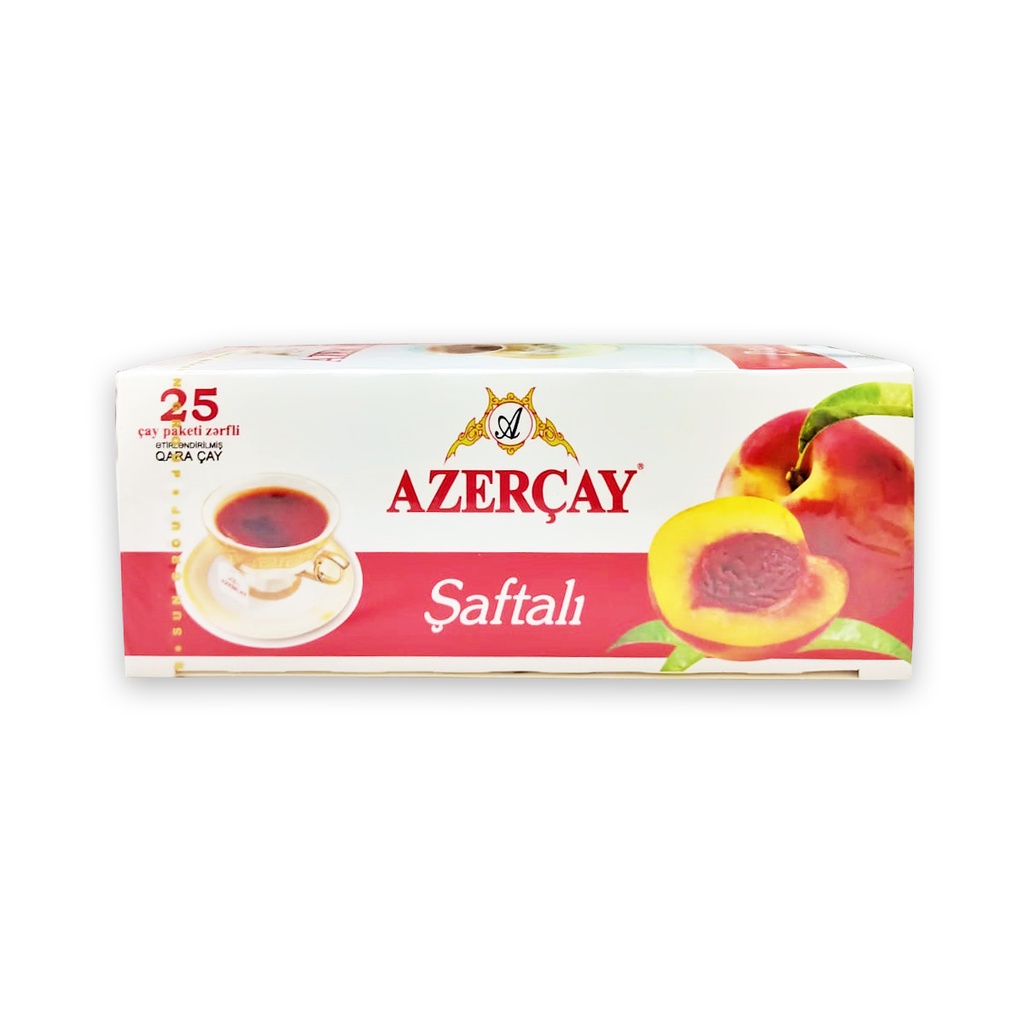 Azercay Black Tea Peach Flavored 25 Tea Bags Envelope 45g